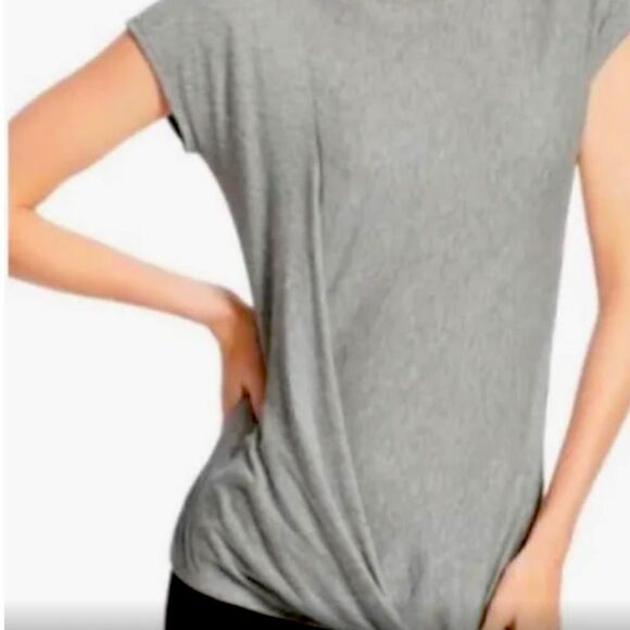 CAbi grey, draped short sleeve pullover. - Picture 1 of 4